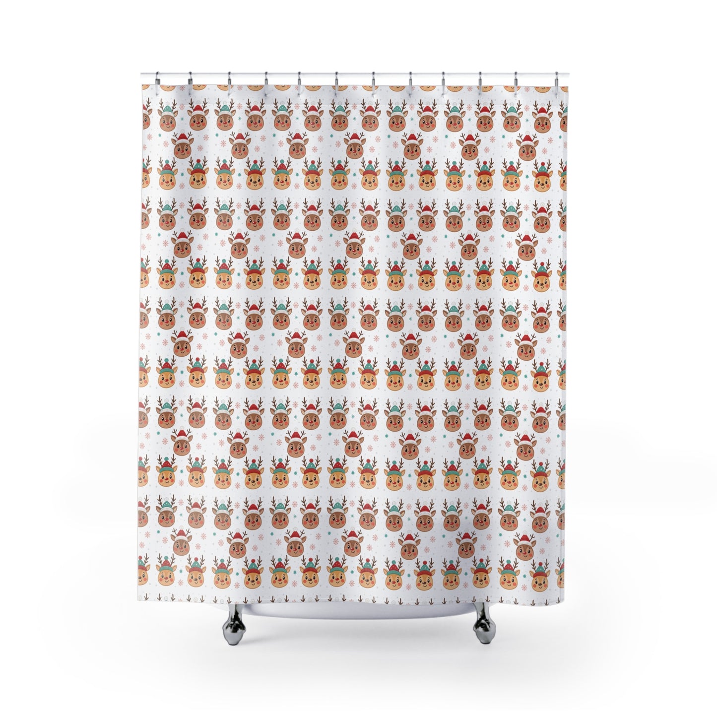 Festive Reindeer Shower Curtain | Holiday Decor, Christmas Gift, Bathroom Accessory, Seasonal Home Decor, Cute Shower Curtain