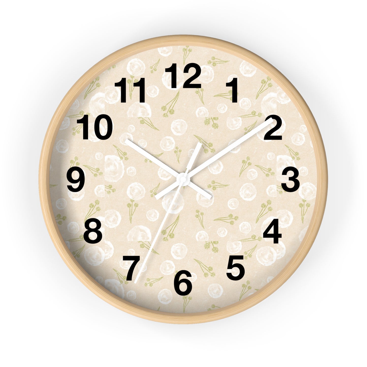 Chic Floral Wall Clock, Home Decor, Modern Design, Gift for Her, Wall Art, Boho Style, Timepiece
