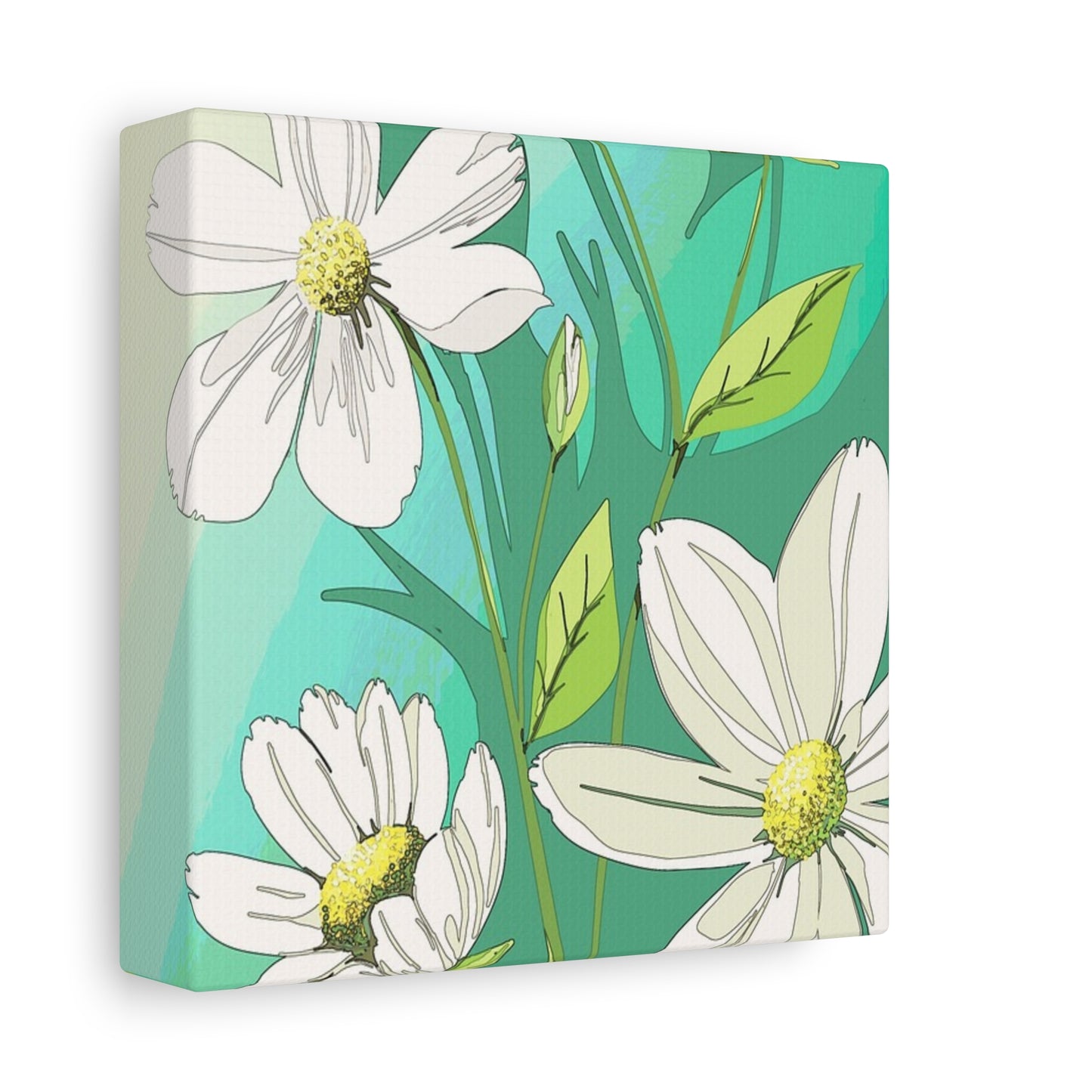 Matte Canvas, Stretched, 1.25" White Flowers