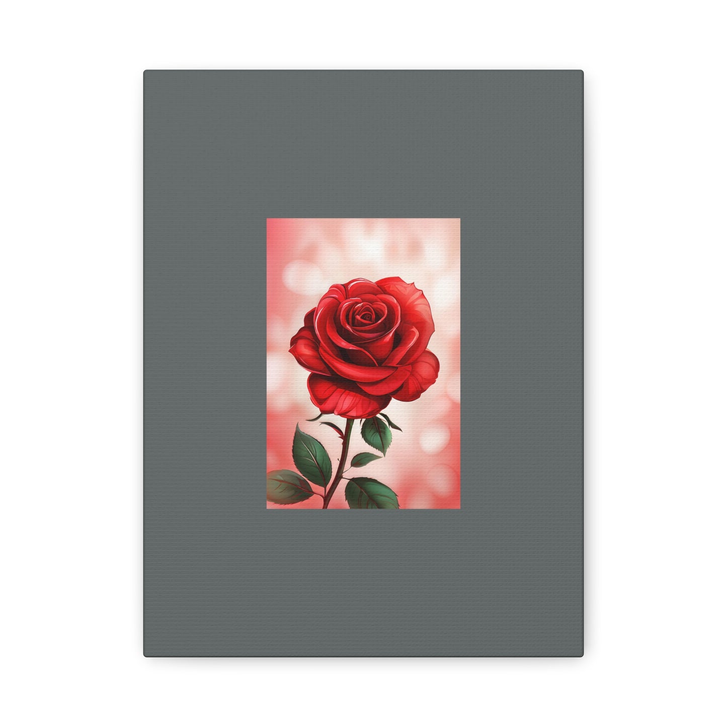 Red Rose Vertical Matte Canvas Print — Romantic Floral Wall Art