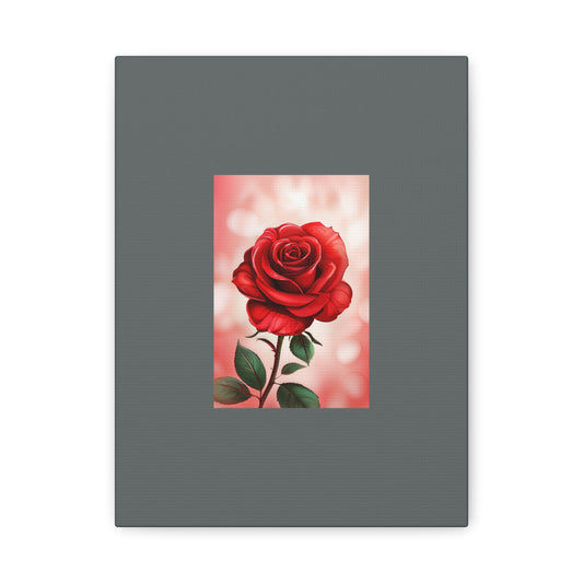 Red Rose Vertical Matte Canvas Print — Romantic Floral Wall Art