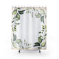 Botanical Leaf Shower Curtain – Green Watercolor Foliage Bathroom Decor
