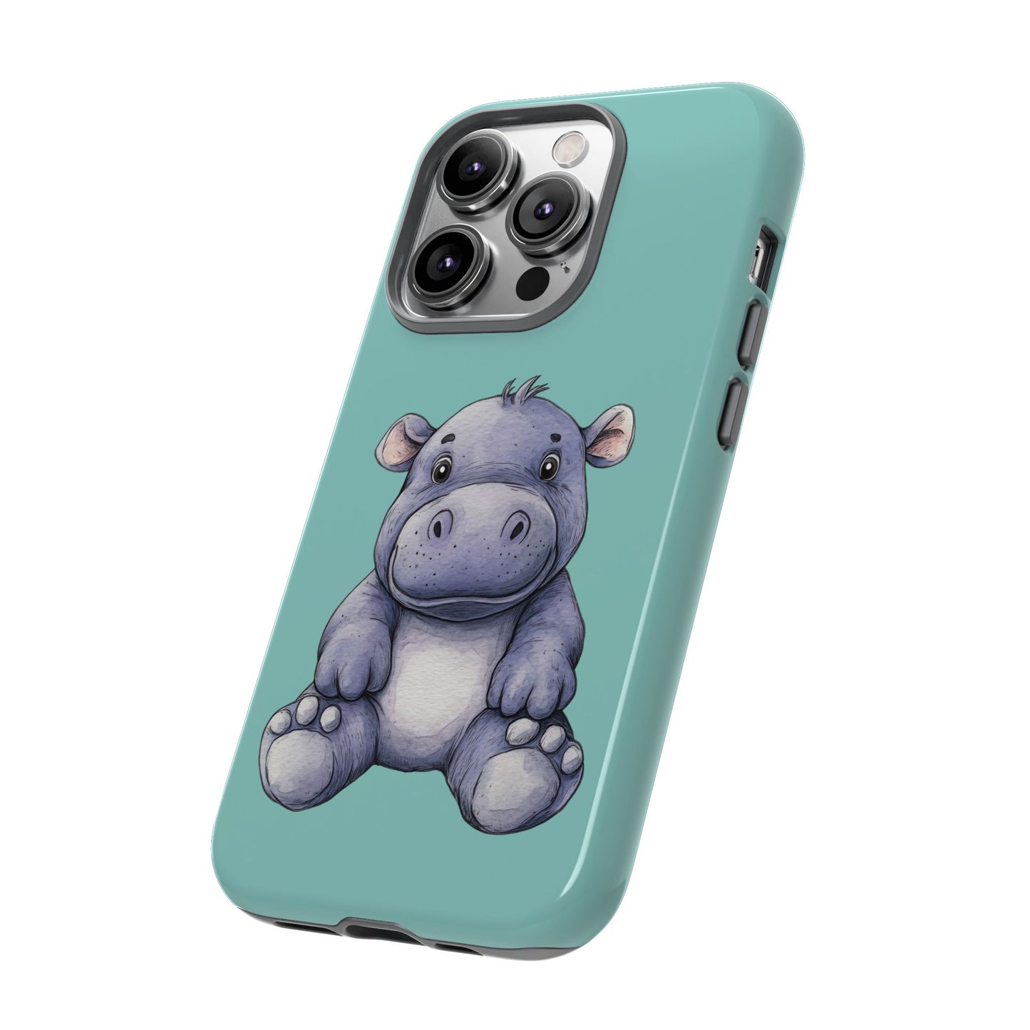 Cute Hippo Phone Case, Tough Phone Cover, Fun Animal Case, Gift for Kids, Cute Decor, Birthday Present