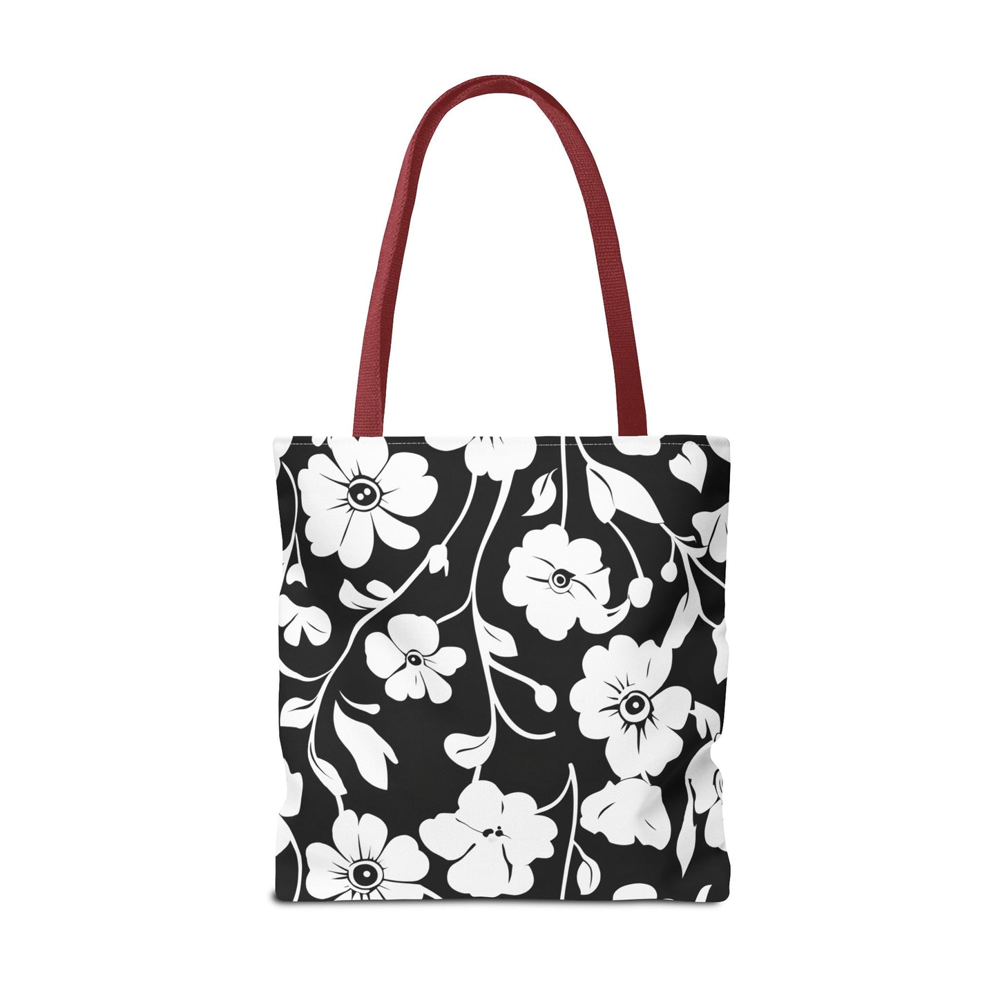 Elegant Floral Tote Bag, Black and White Tote, Eco-Friendly Shopping Bag