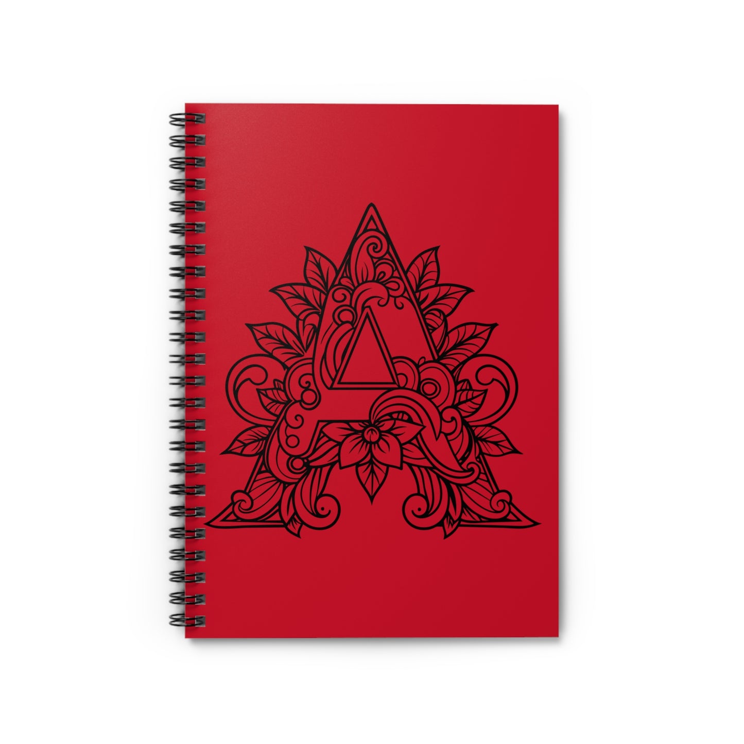 Monogram 'A' Floral Spiral Notebook – Red Ruled Journal