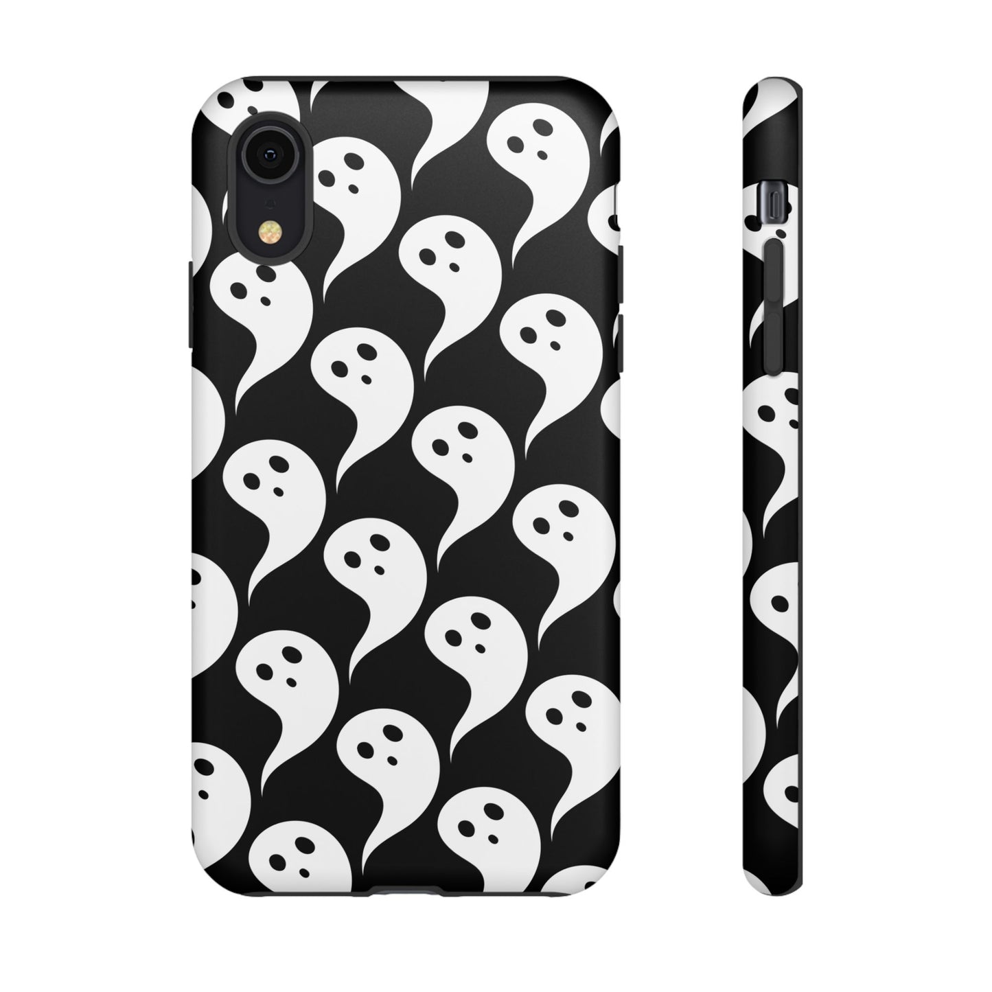 Ghost Pattern Phone Case, Cute Ghost Cell Phone Cover, Halloween Accessory, Spooky Gift, Black and White Phone Case