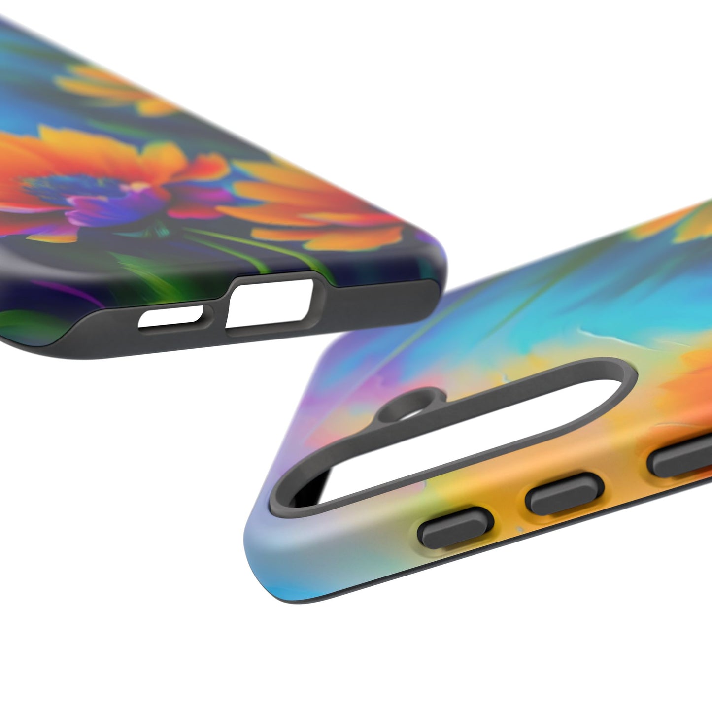 Floral Sunset Tough Phone Case — Vibrant Watercolor Flowers Protective Cover