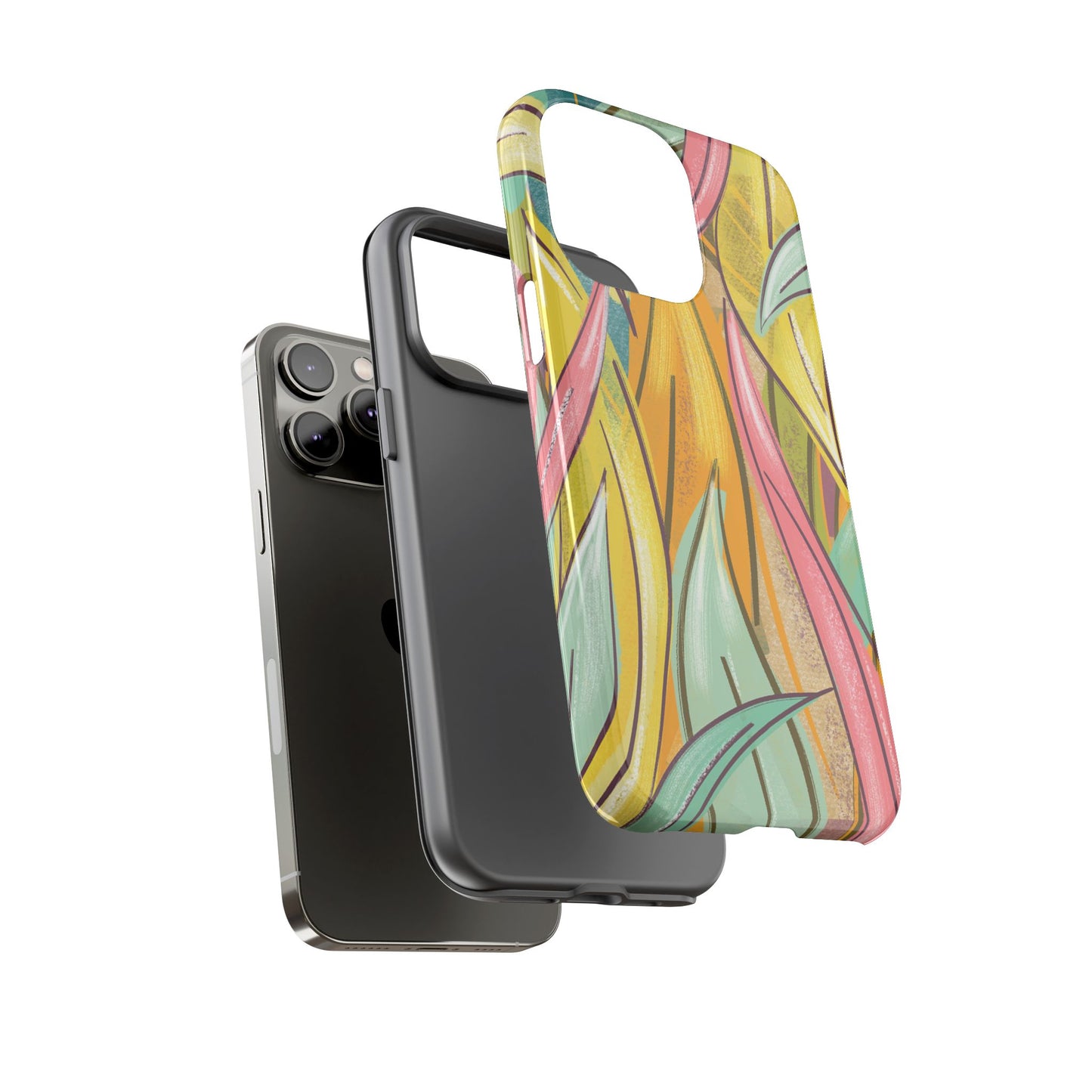 Vibrant Phone Case with Colorful Leaf Design, Tough Cases for Nature Lovers, Eco-Friendly Gift, Summer Vibes, Floral Phone Cover