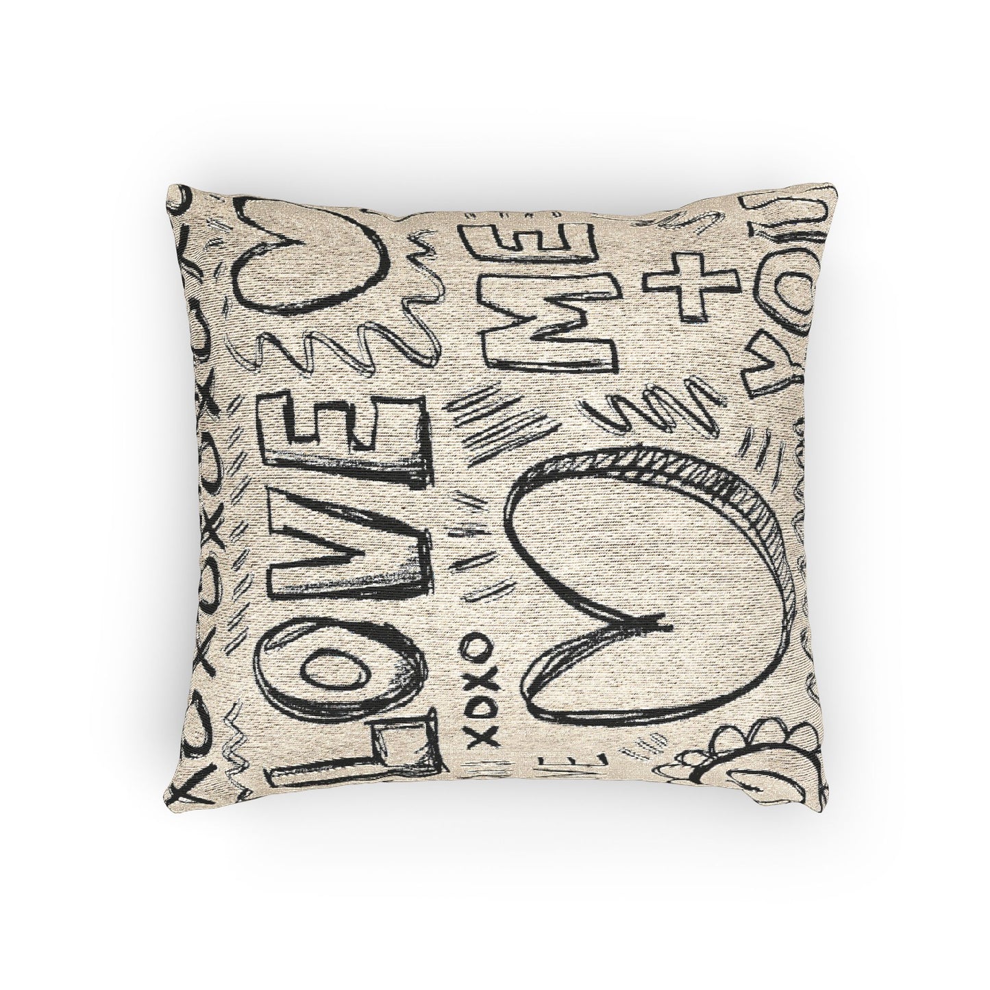 Boho Love Woven Pillow, Decorative Throw Cushion, Home Decor, Cozy Living Room Accent, Gift for Her, Modern Farmhouse Decor