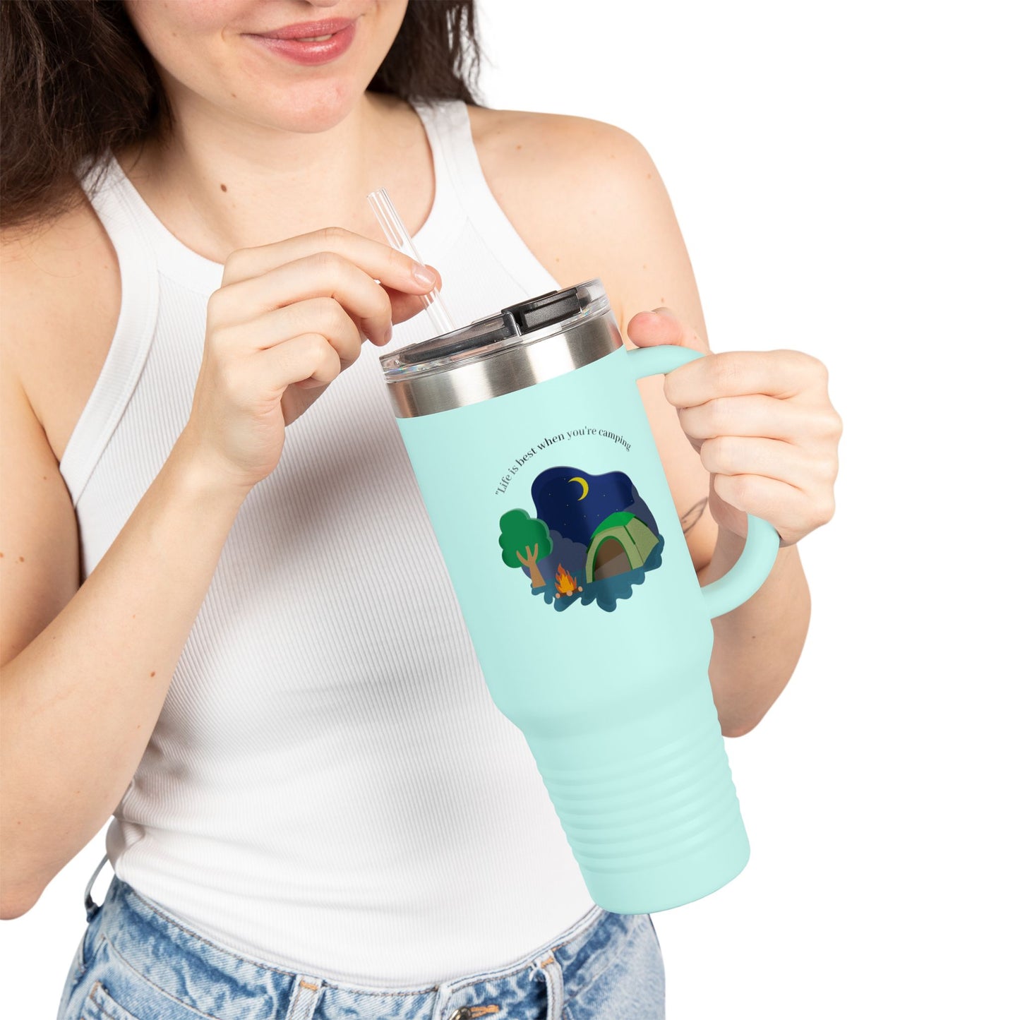 Insulated Travel Mug for Adventurers | 40oz Camping Coffee Mug, Travel Tumbler, Outdoor Drinkware, Gift for Hikers, Nature Lovers