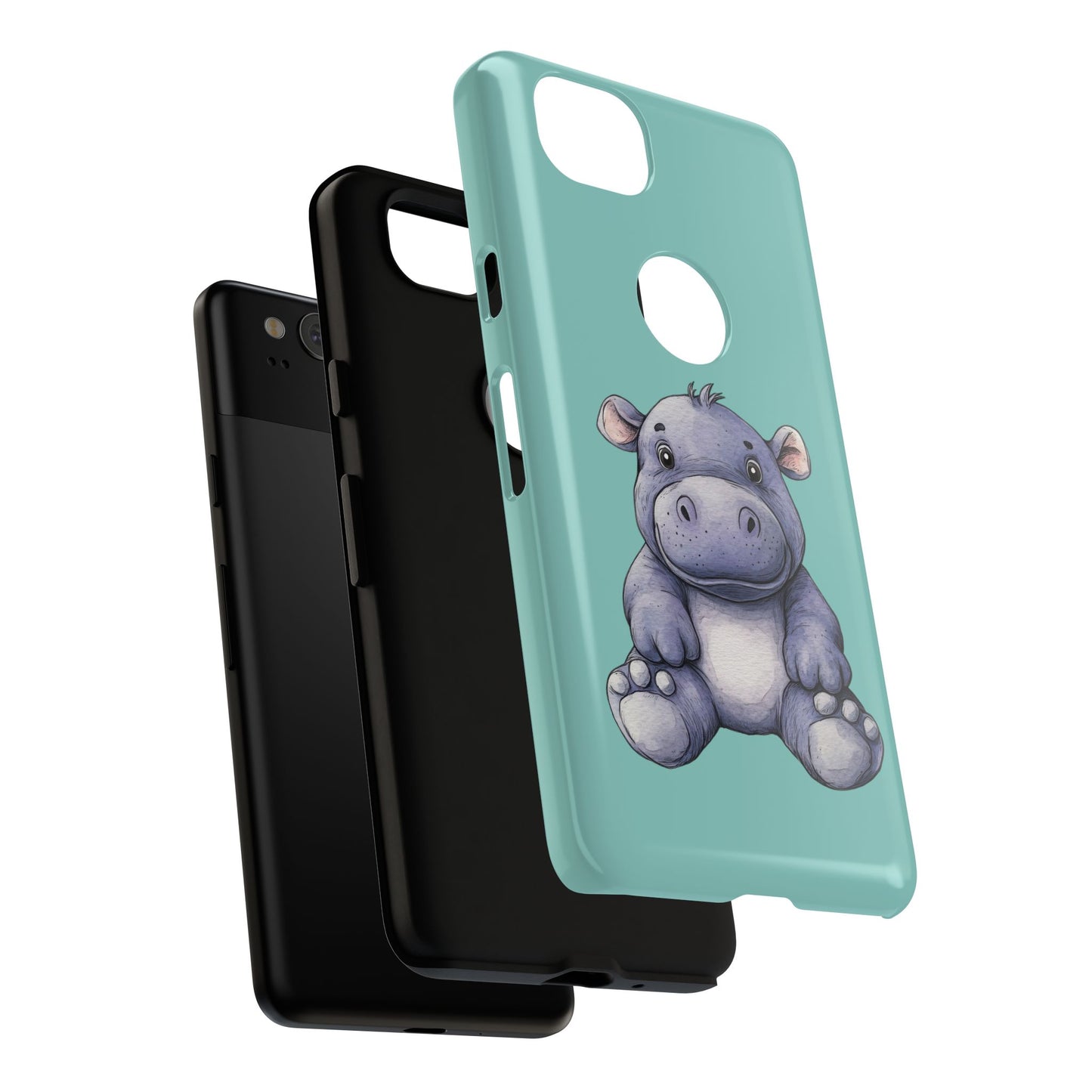 Cute Hippo Phone Case, Tough Phone Cover, Fun Animal Case, Gift for Kids, Cute Decor, Birthday Present