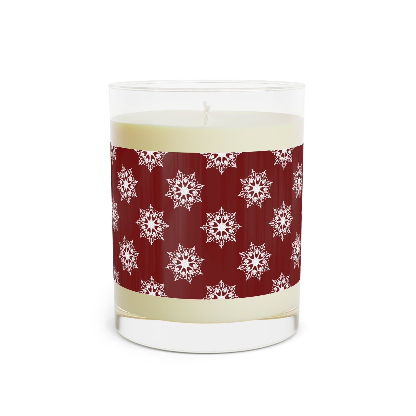 Holiday Snowflake Scented Candle — 11oz Festive Glass Candle (Red)