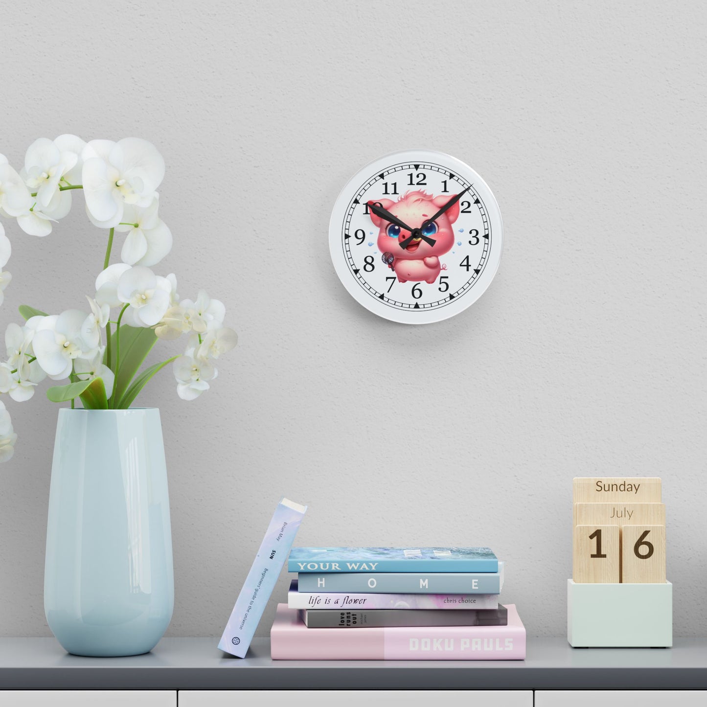 Cute Cartoon Acrylic Wall Clock, Adorable Decor for Kids Room, Fun Wall Art, Gift for Birthdays and Holidays, Nursery Wall Clock