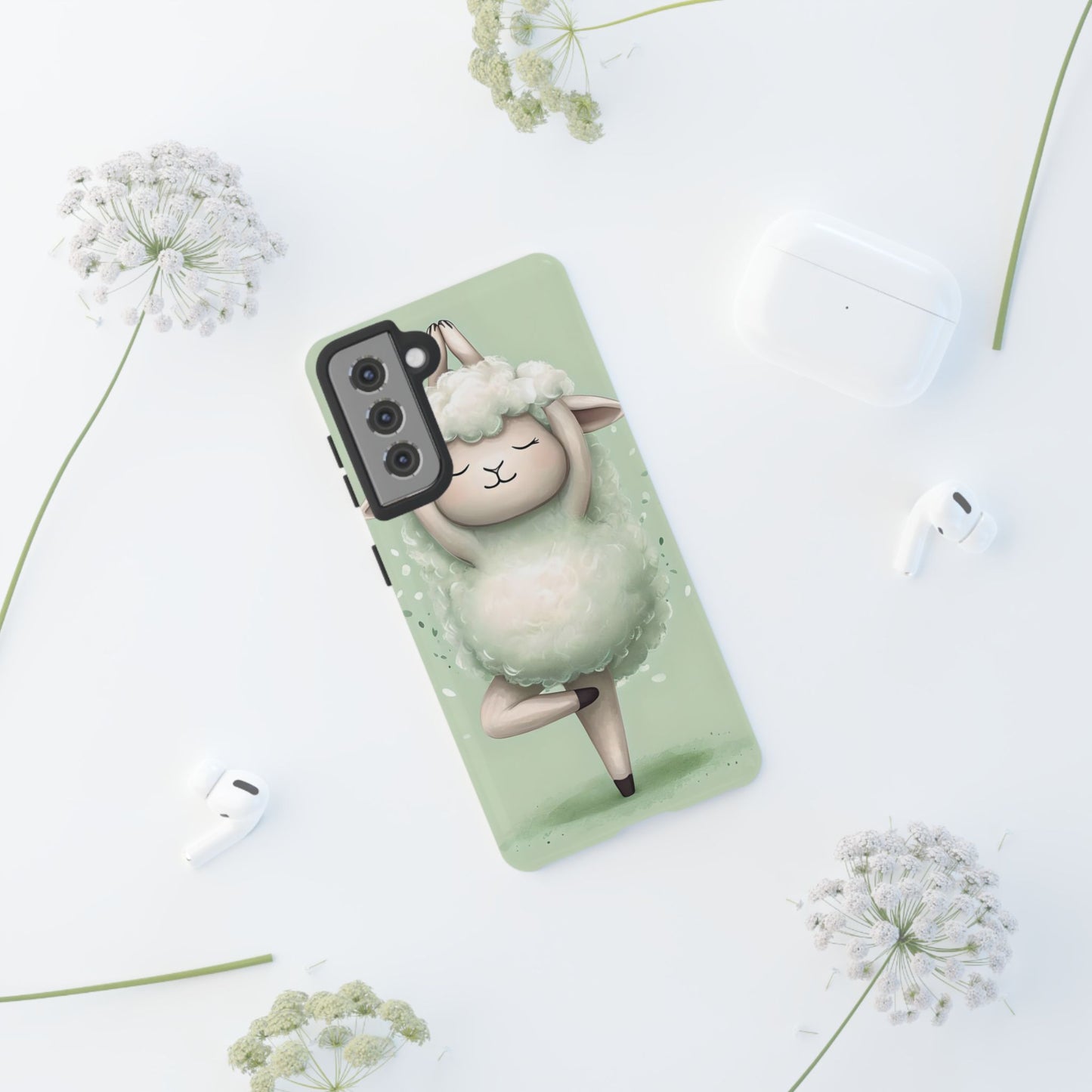 Cute Yoga Sheep Phone Case — Pastel Lamb Ballerina Protective Cover