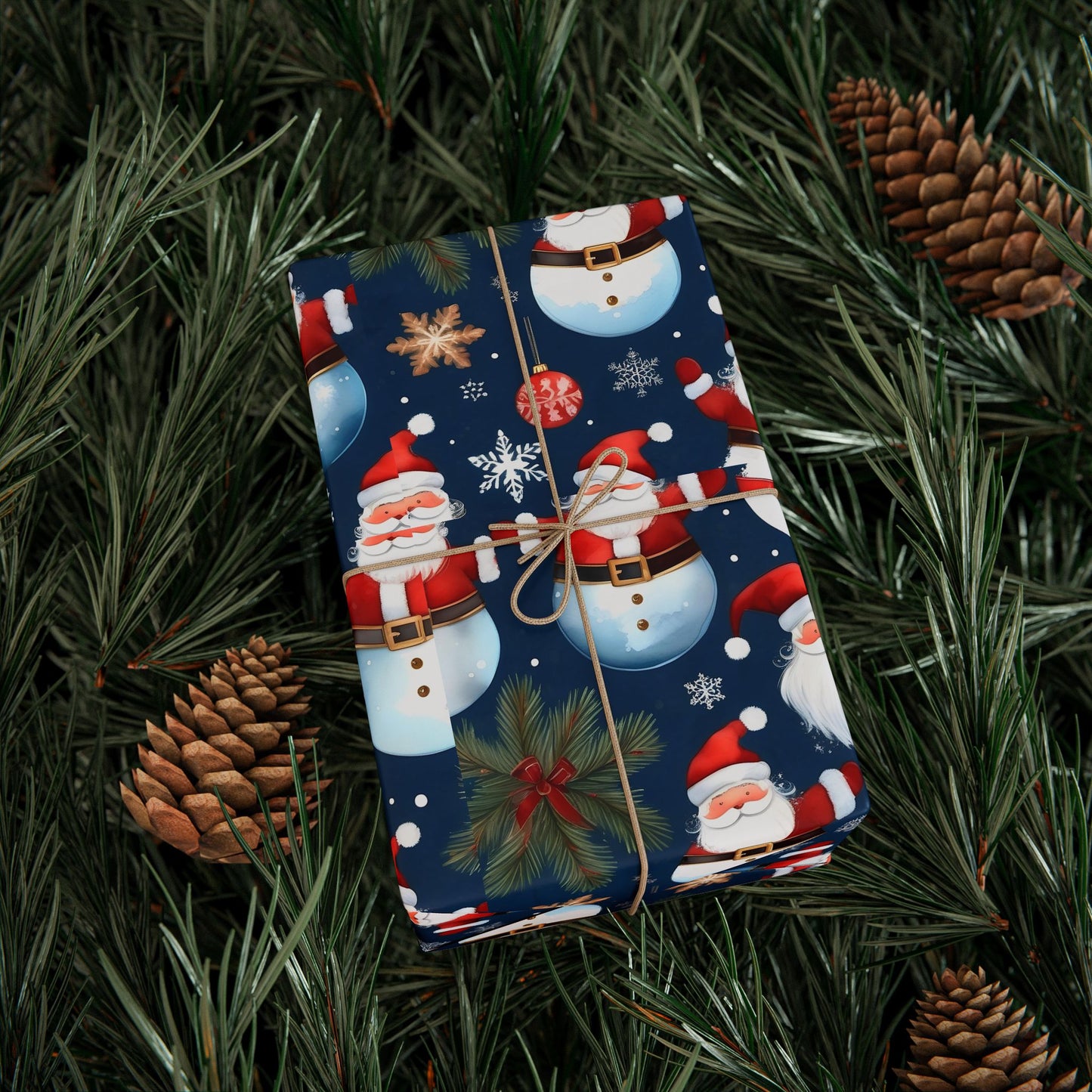 Christmas Snowman & Santa Wrapping Paper Roll — Festive Holiday Gift Wrap