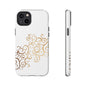 Elegant Floral Phone Case, Tough Cases, Gold Swirls, Stylish Protection, Trendy Gift, Chic Accessory