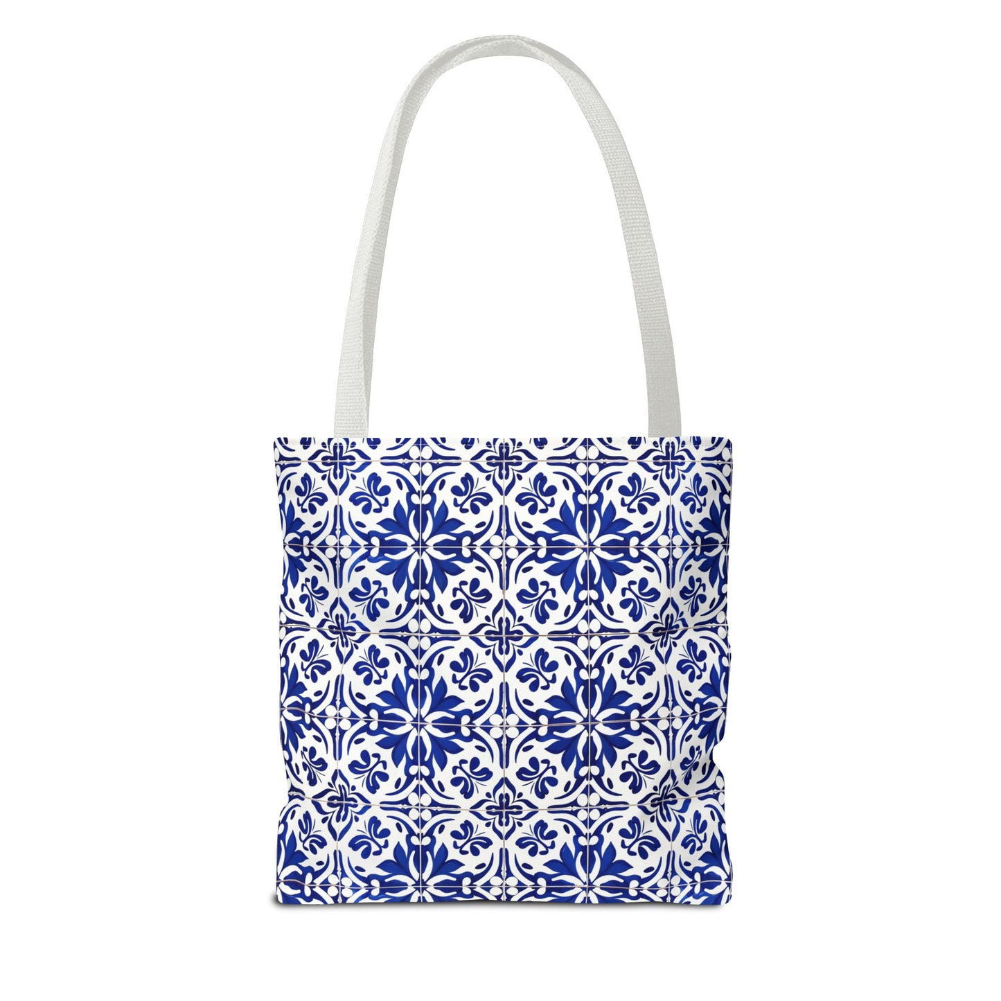 Blue Moroccan Tile Tote Bag - All-Over Print Patterned Market Tote