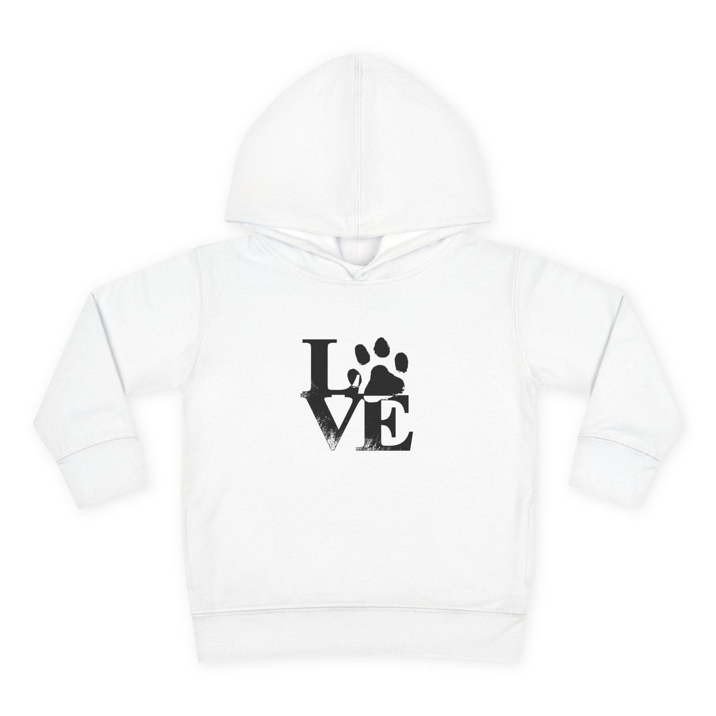 Paw Print Love Toddler Fleece Hoodie, Cute Kids Sweatshirt, Animal Lover Gift, Pet Lover Apparel, Cozy Toddler Hoodie