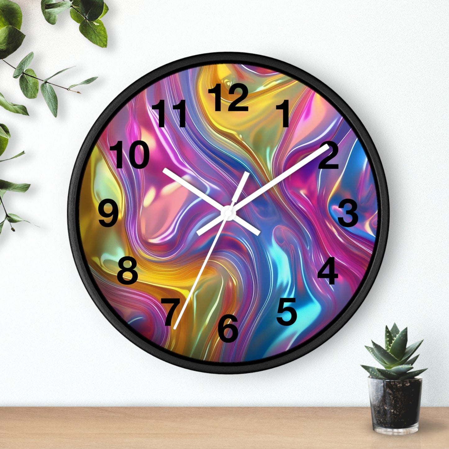 Vibrant Swirl Wall Clock – Colorful Home Decor, Modern Art Clock, Unique Gift, Living Room Accent, Abstract Wall Art