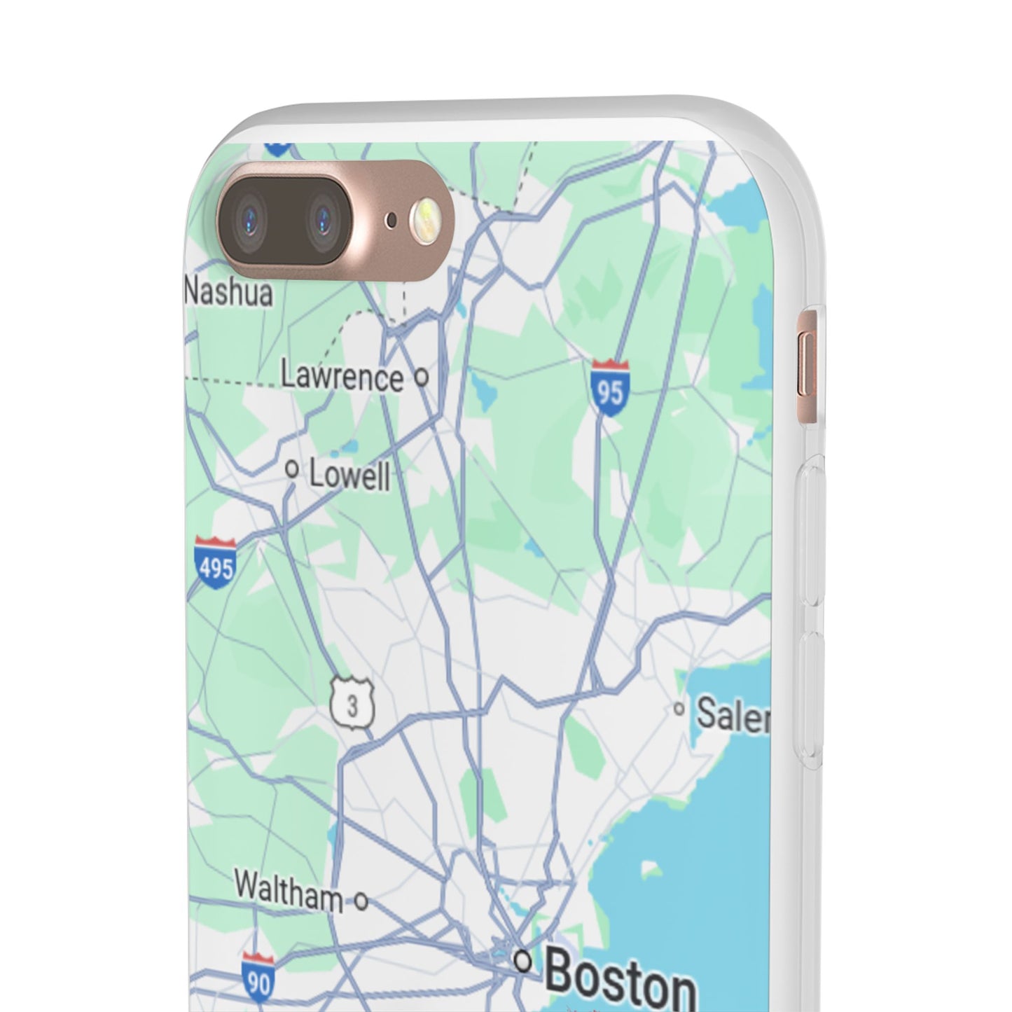 Boston Map Flexi Case for iPhone, Custom Location Phone Case, Unique Gift, Boston Heart Design, Travel Lover Accessory