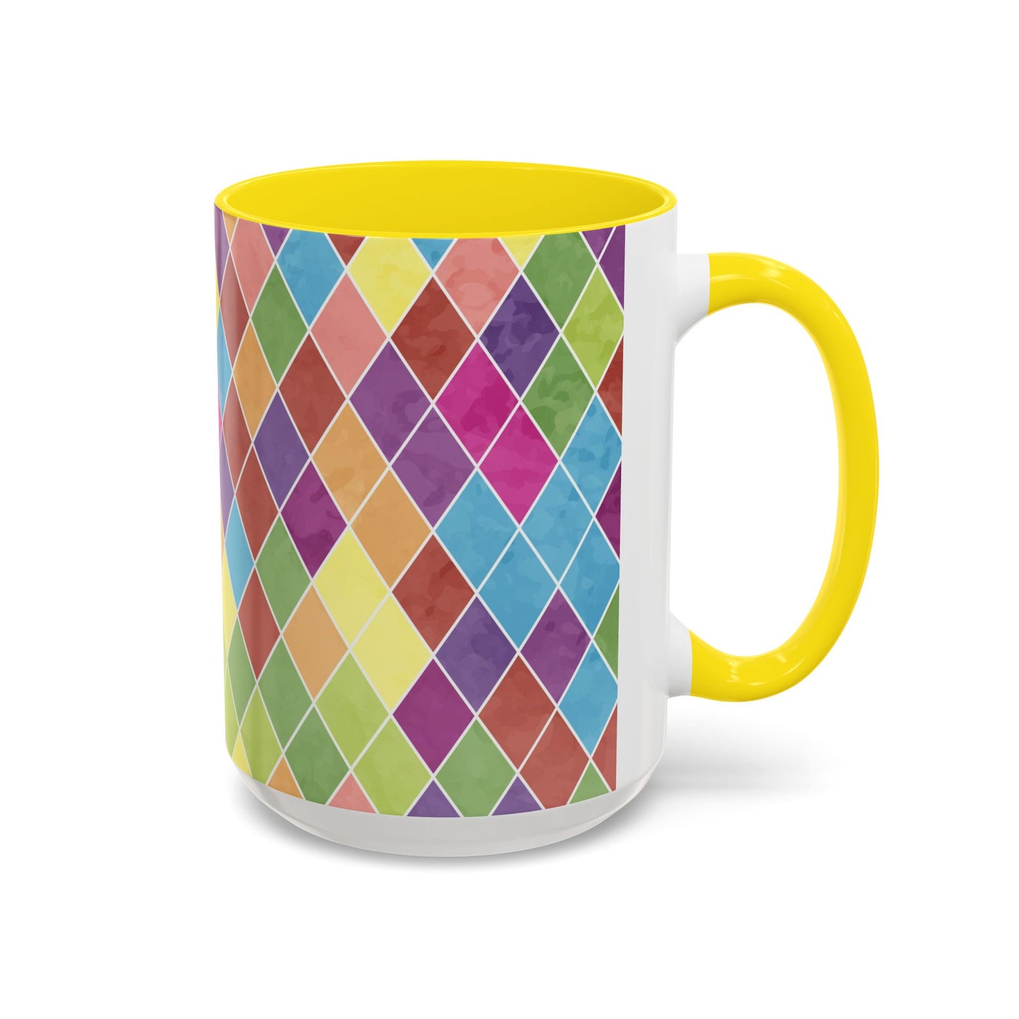 Colorful Diamond Pattern Coffee Mug, Coffee Lover Gift, Bright Kitchen Decor, Artistic Mug, Vibrant Drinkware