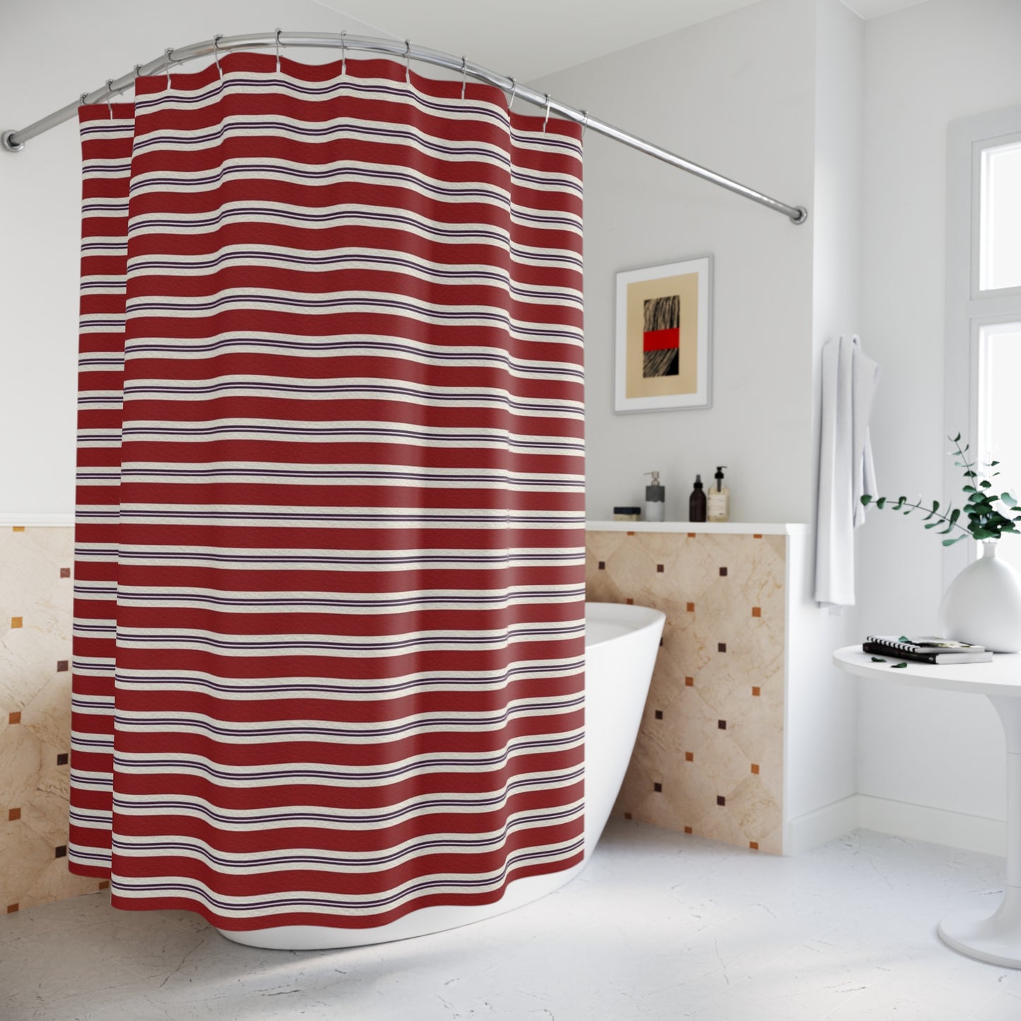 Stylish Striped Shower Curtains, Modern Bathroom Decor, Farmhouse Style, Gift for Homeowners, Holiday Home Upgrade