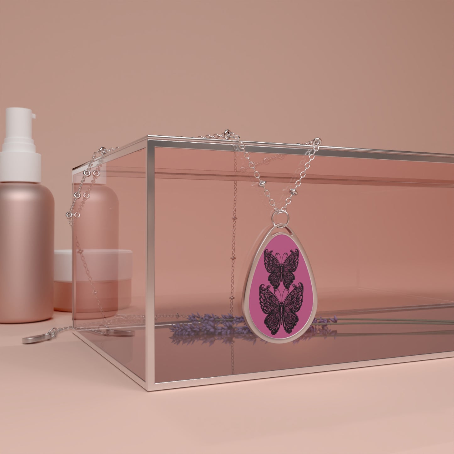 Butterfly Oval Necklace - Elegant Gift, Nature Inspired Jewelry, Personalized Jewelry, Minimalist Necklace, Blossom Jewelry