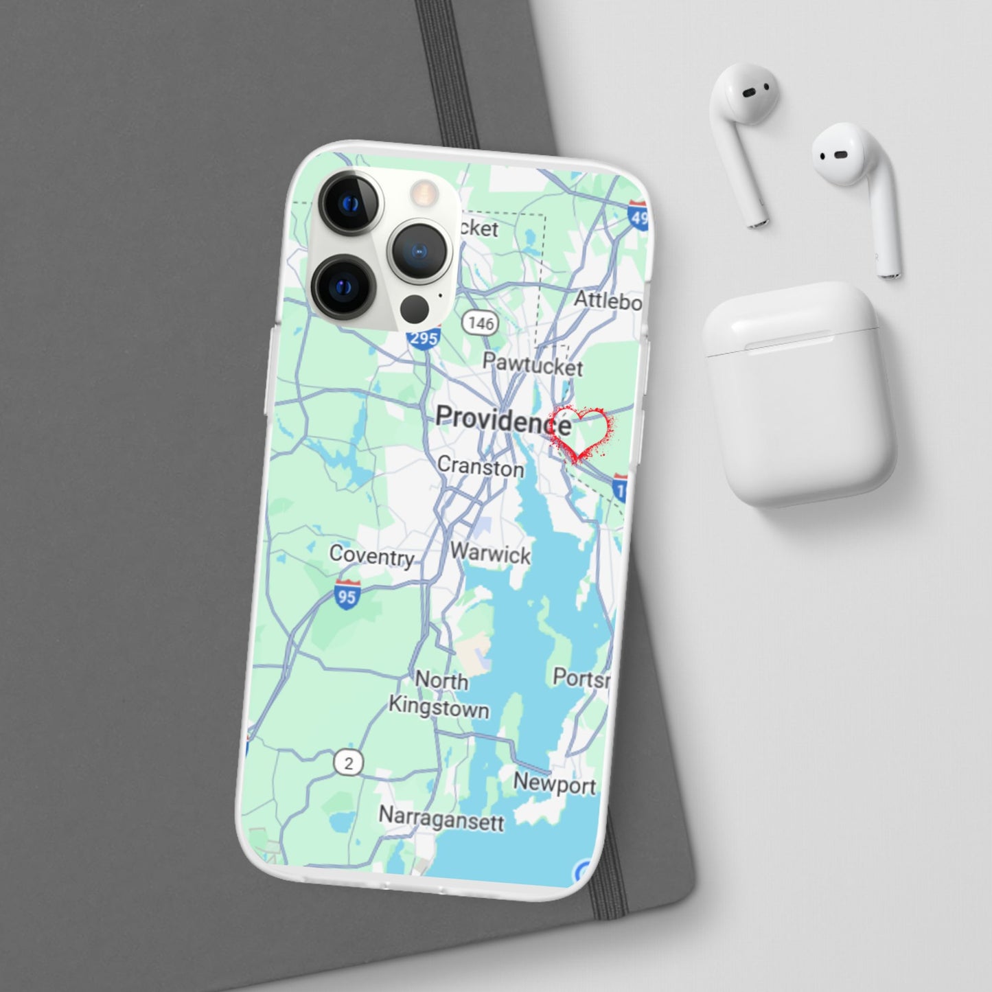 Providence Heart Map Phone Case - Custom Flexible Smartphone Protector, Gift for Her, Map Lover's Accessory, Personalized Case, Travel [...]