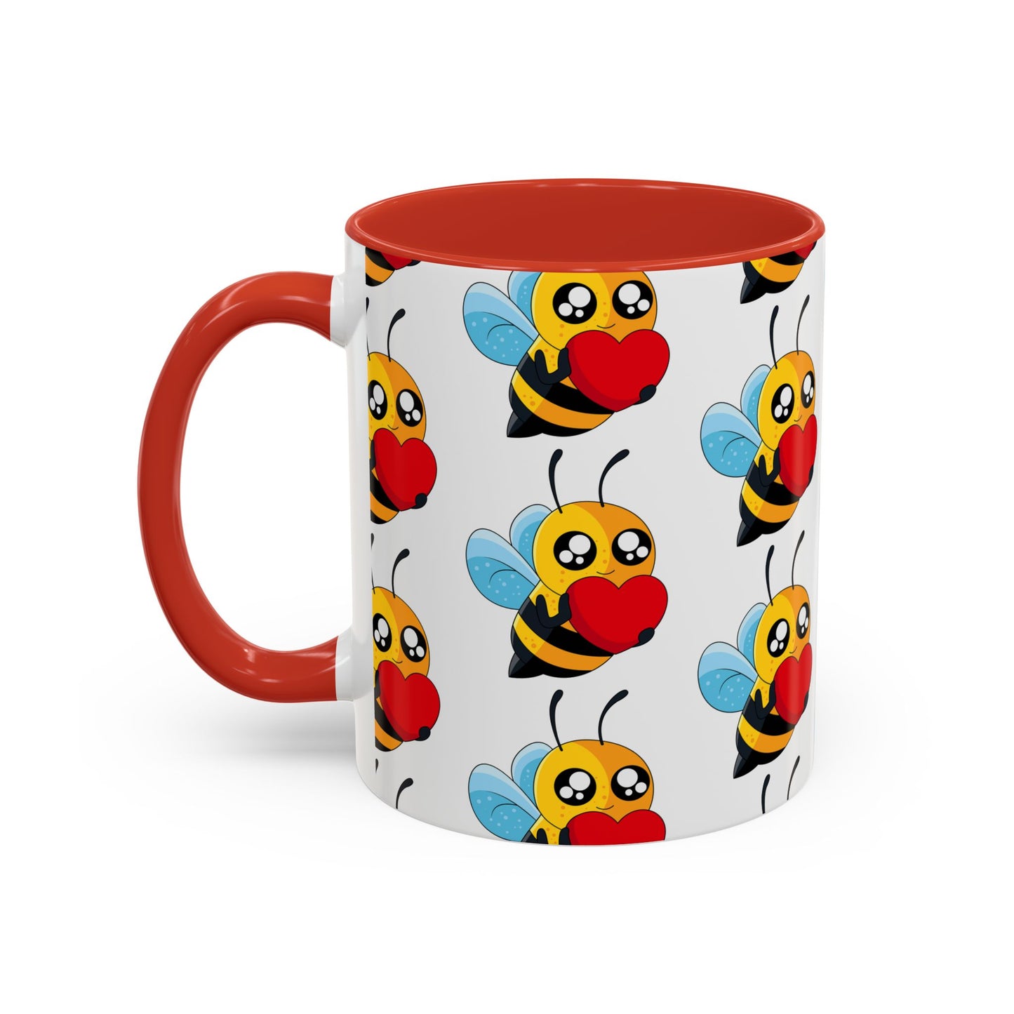 Cute Bee Love Accent Coffee Mug,  Cute Floral Mug, Cheerful Bee Design