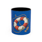 Lifesaver Accent Coffee Mug - Nautical Gift, Beach Decor, Sailor's Coffee Cup, Ocean Lover Mug, Summer Vibes