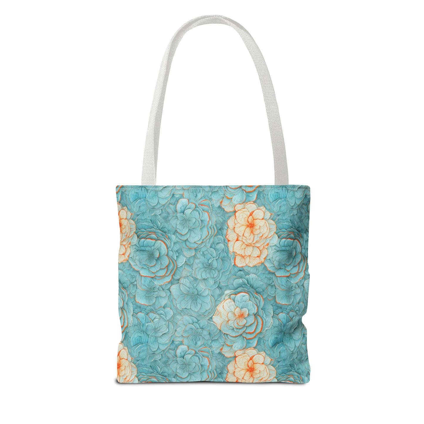 Floral Watercolor Tote Bag — Teal Succulent Pattern