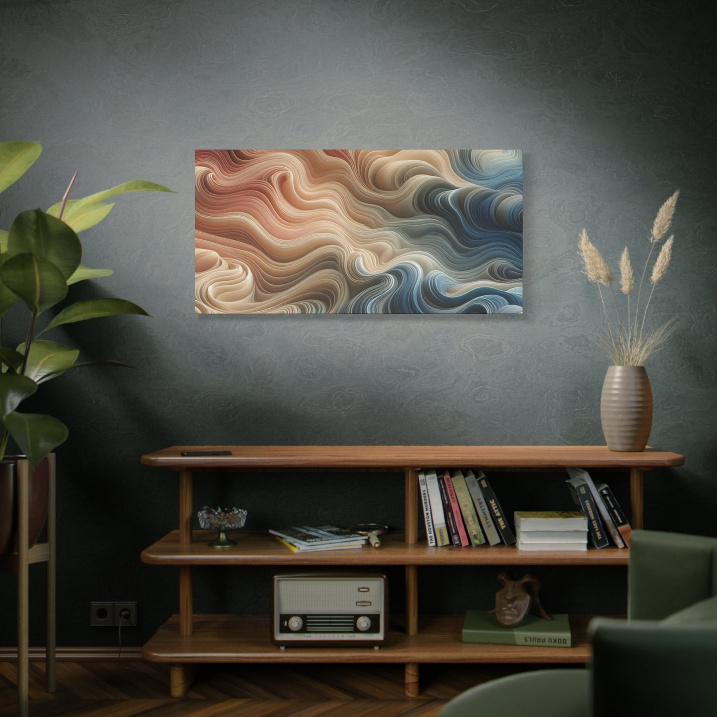 Abstract Swirl Matte Canvas Wall Art — Fluid Earth Tones, Stretched 1.25"