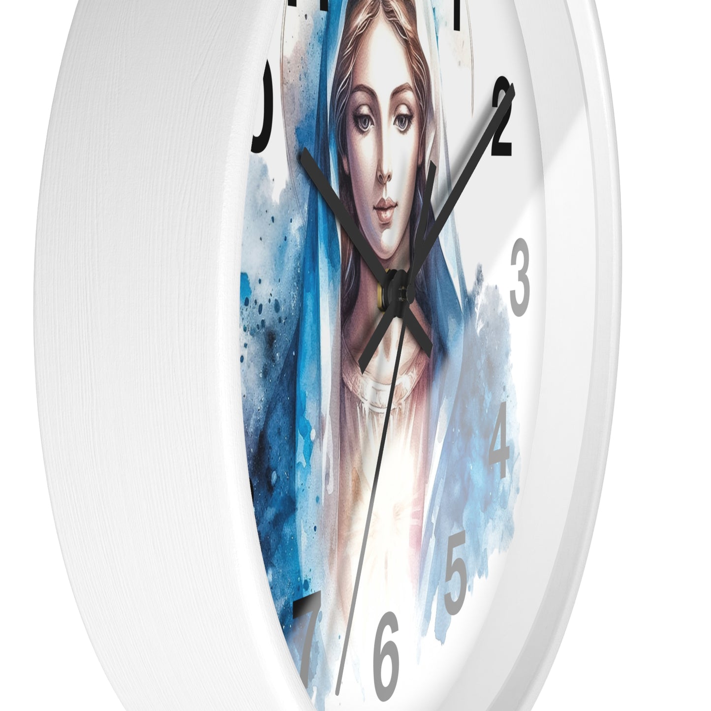 Serene Virgin Mary Wall Clock - Spiritual Home Decor, Religious Gift, Timeless Artistic Piece, Faith-Based Office Accessory
