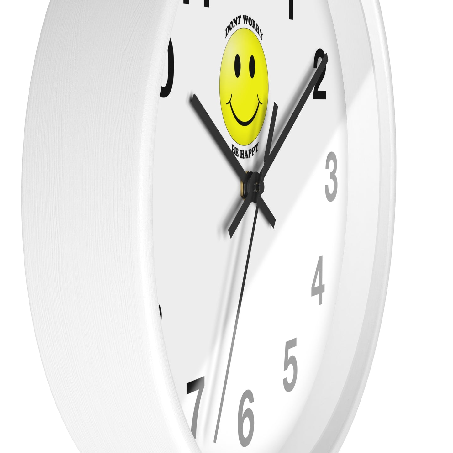 Cheerful Wall Clock with Smiley Face - Don't Worry Be Happy - Home Decor, Gift for Friends, Motivational Decor, Office Wall Art