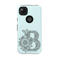 Personalized Tough Phone Case- Letter B, Floral Monogram Cell Phone Cover, Custom Protective Case, Unique Gift, Birthday, Graduation