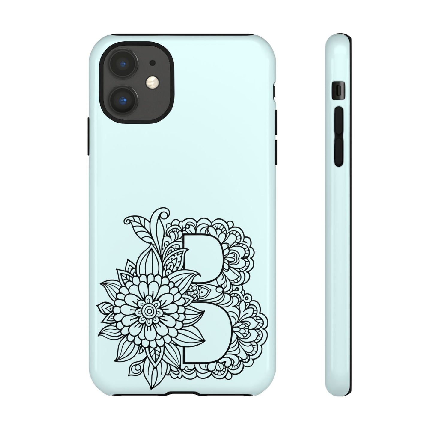 Personalized Tough Phone Case- Letter B, Floral Monogram Cell Phone Cover, Custom Protective Case, Unique Gift, Birthday, Graduation