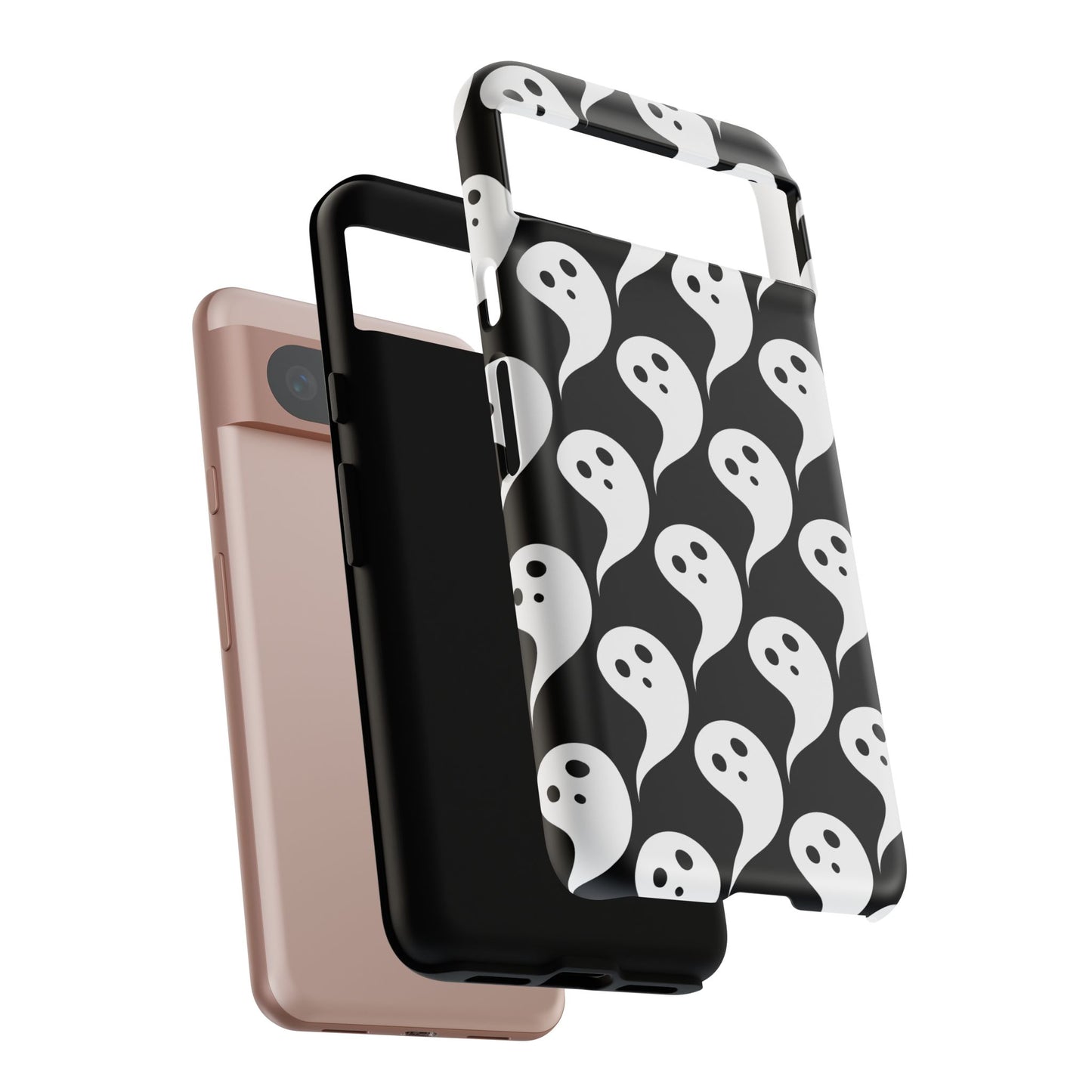 Ghost Pattern Phone Case, Cute Ghost Cell Phone Cover, Halloween Accessory, Spooky Gift, Black and White Phone Case