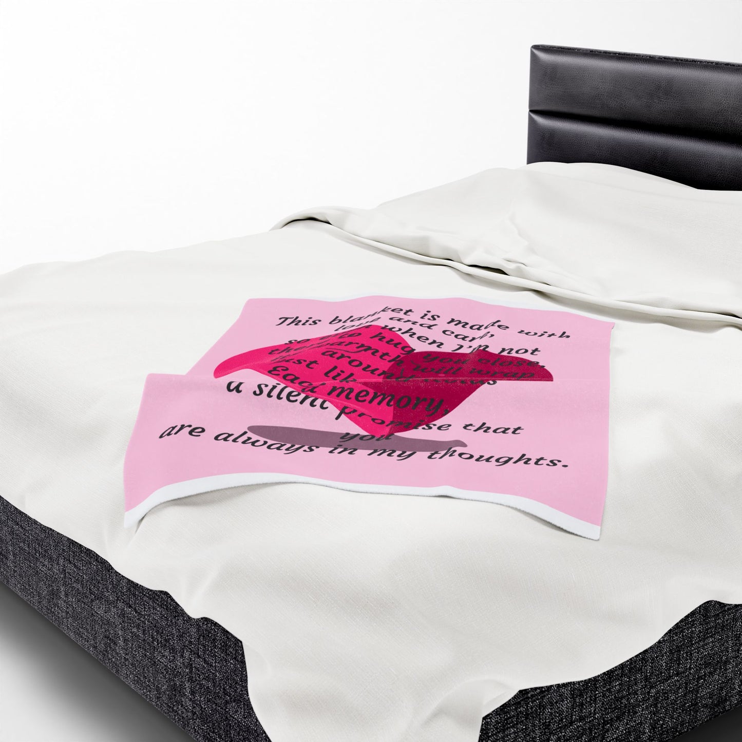 Memorial Heart Velveteen Plush Blanket — "This blanket is made with love and care" Comfort Throw