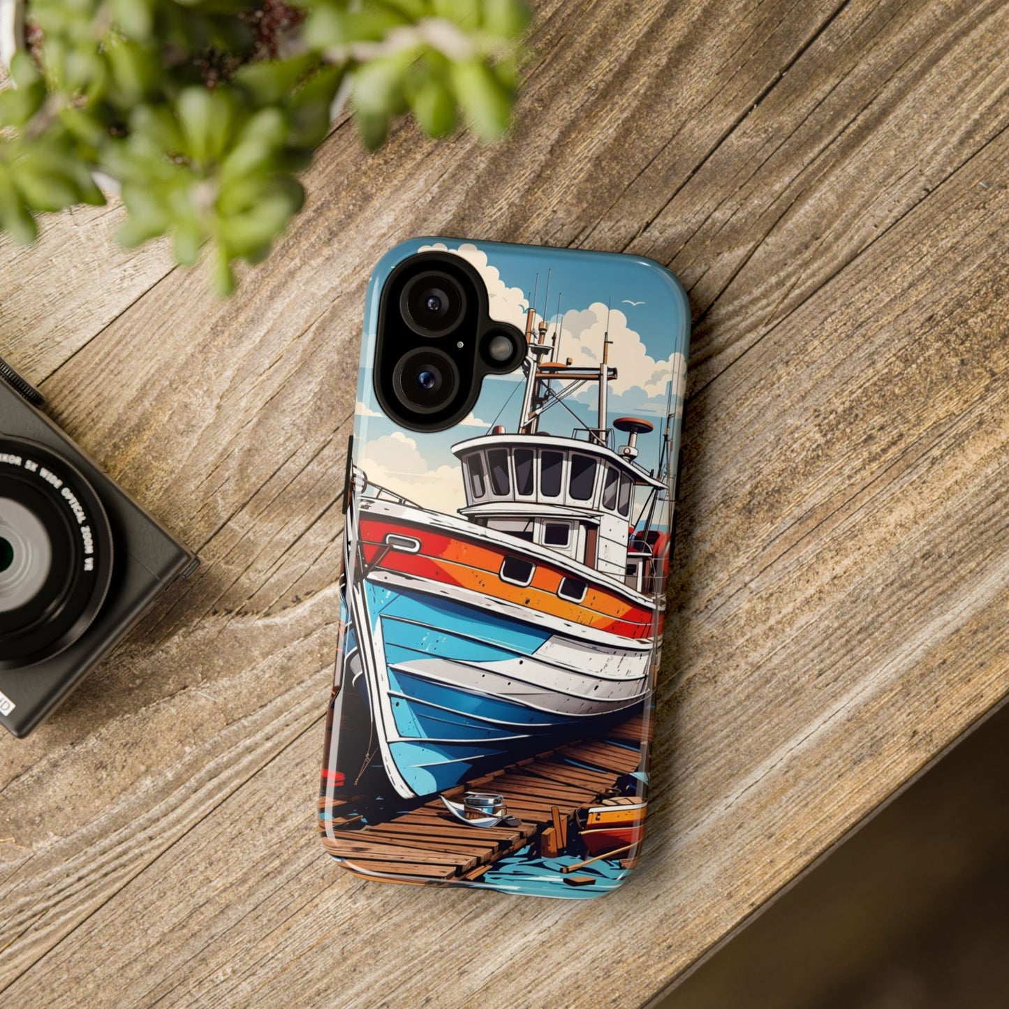 Colorful Fishing Boat Phone Case | Nautical Gift, Marine Design, Coastal Aesthetic, Summer Vibes, Sea Lover's Accessory