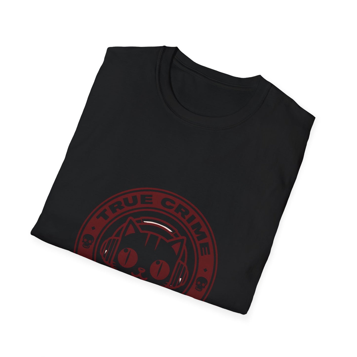 True Crime Freak Cat T-Shirt – Cute Kitty Badge Tee for True Crime Fans