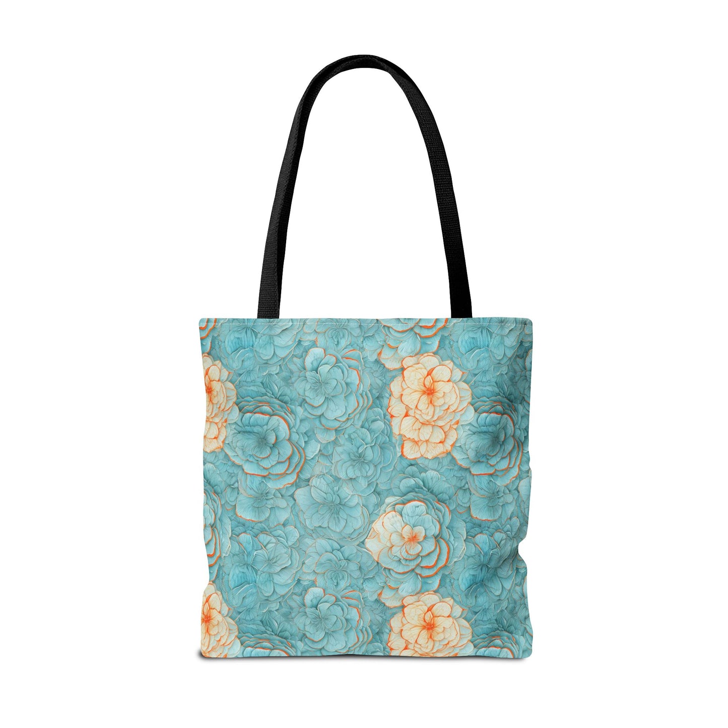 Floral Watercolor Tote Bag — Teal Succulent Pattern