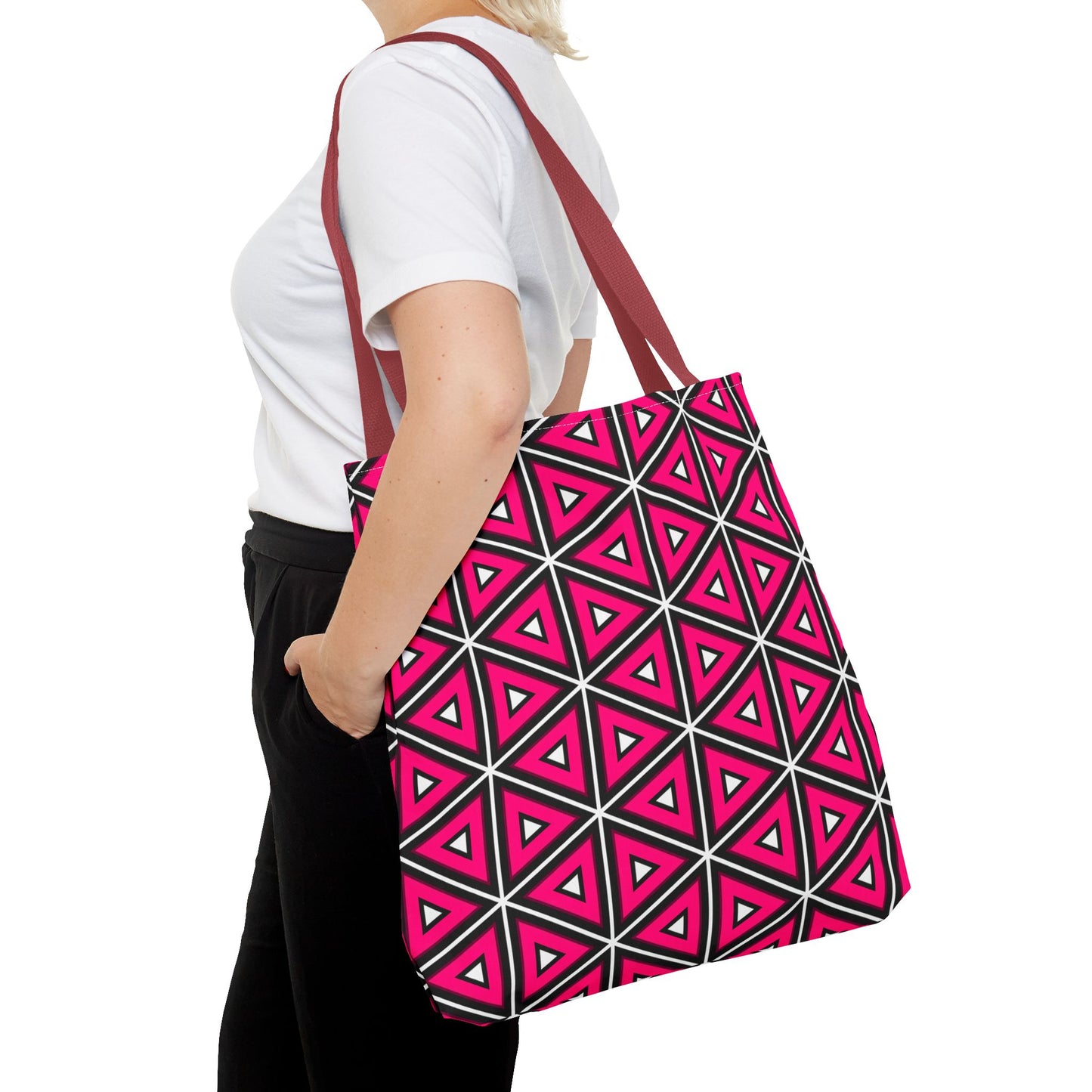 Vibrant Geometric Tote Bag, Trendy Shopping Tote, Cute Carry-All