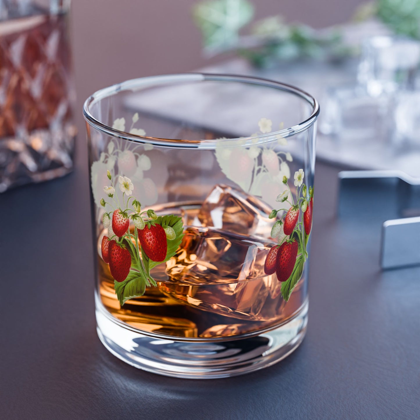 Strawberry Rocks Glass, 10oz | Perfect for Entertaining, Gifts, Summer Parties, Home Bar, and Special Occasions
