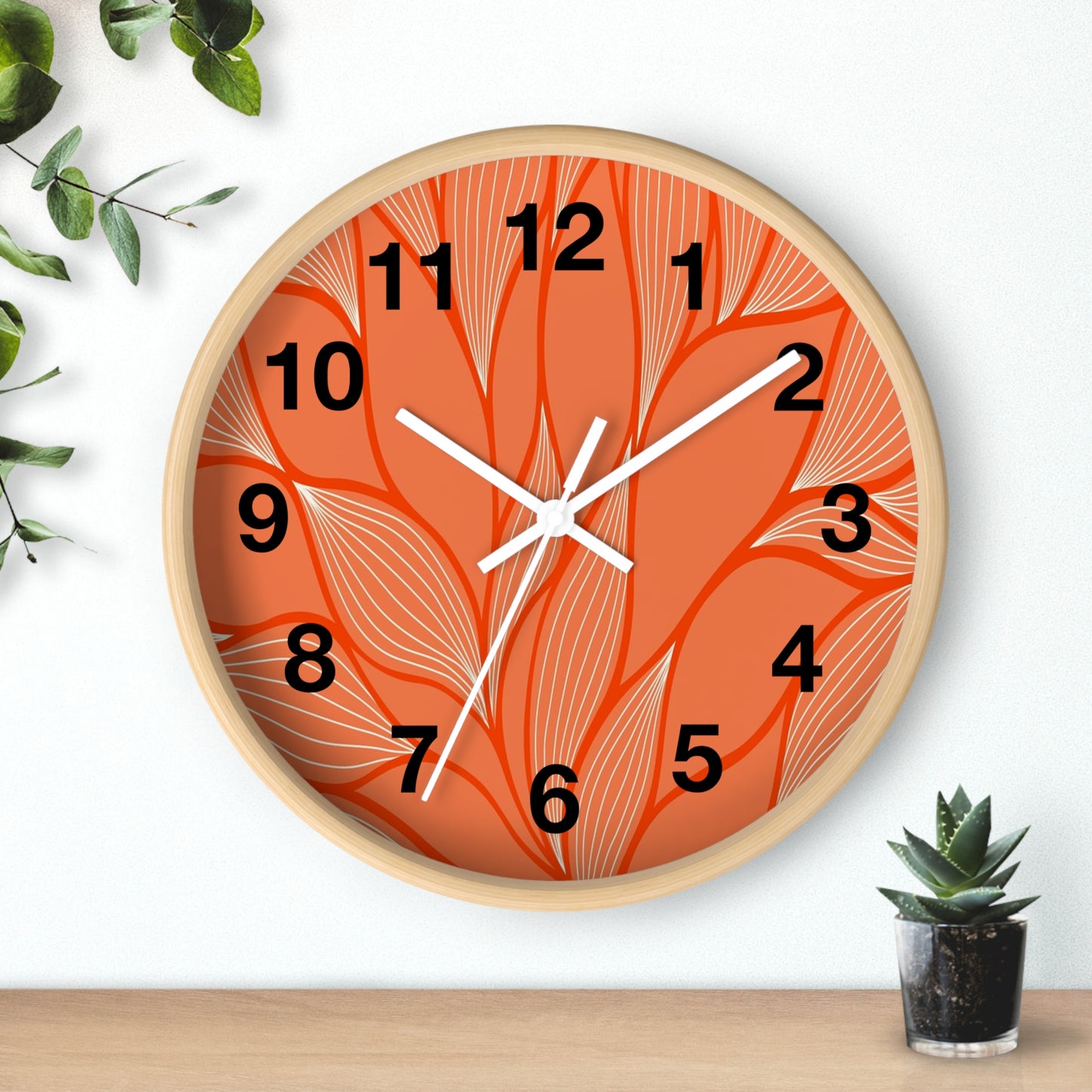 Modern Floral Wall Clock, Home Decor, Unique Timepiece, Boho Style, Office Decoration, Gift Idea