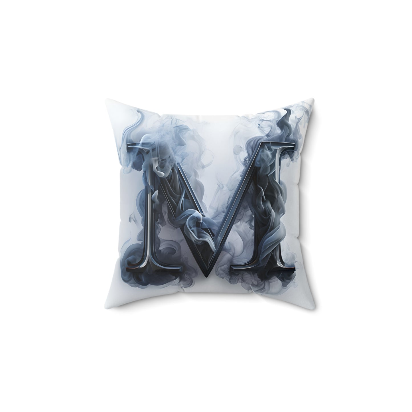 Smoky Letter M Decorative Pillow — Monogram Initial Accent Cushion