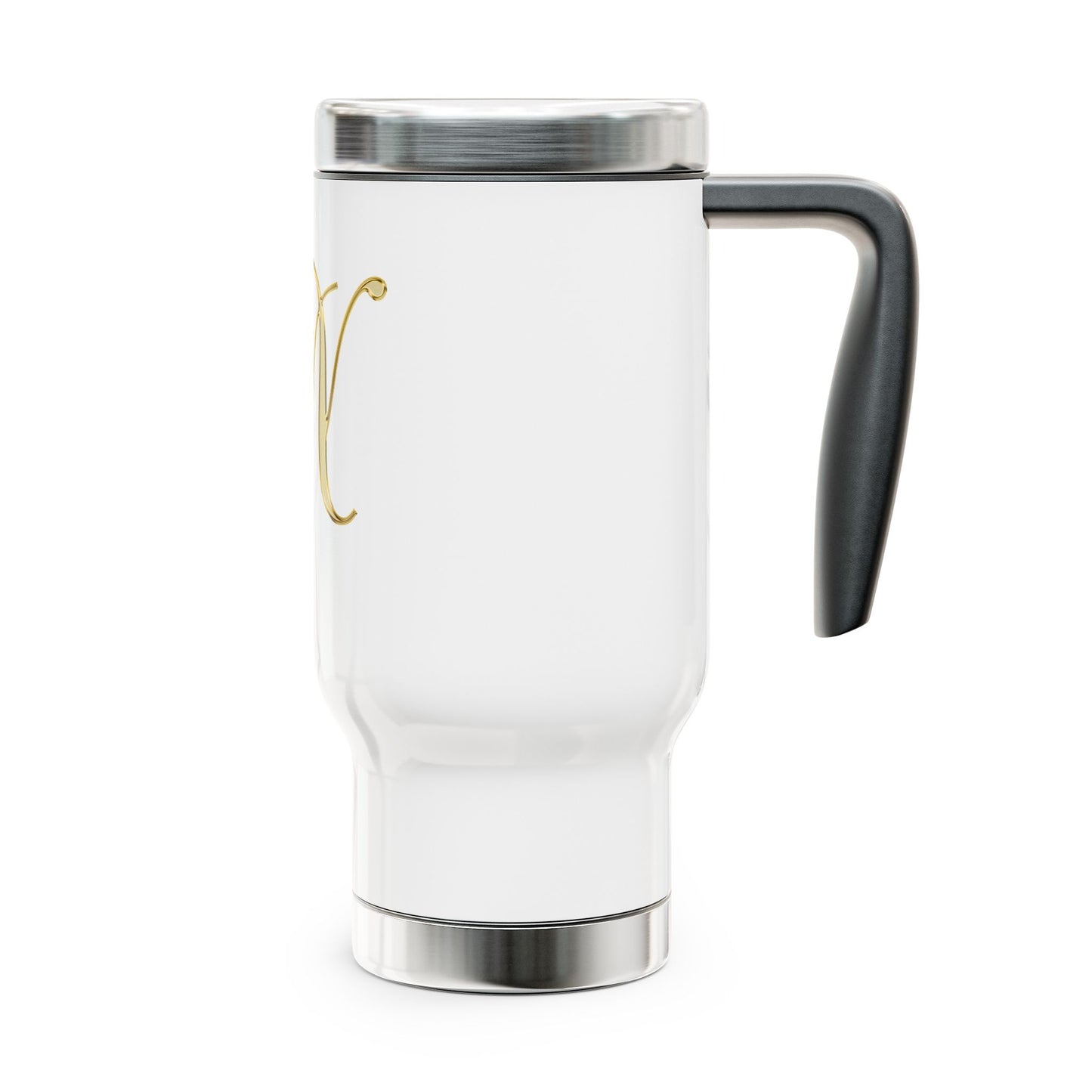 Monogram 'N' Gold Travel Mug — 14oz Stainless Steel Insulated Tumbler with Handle