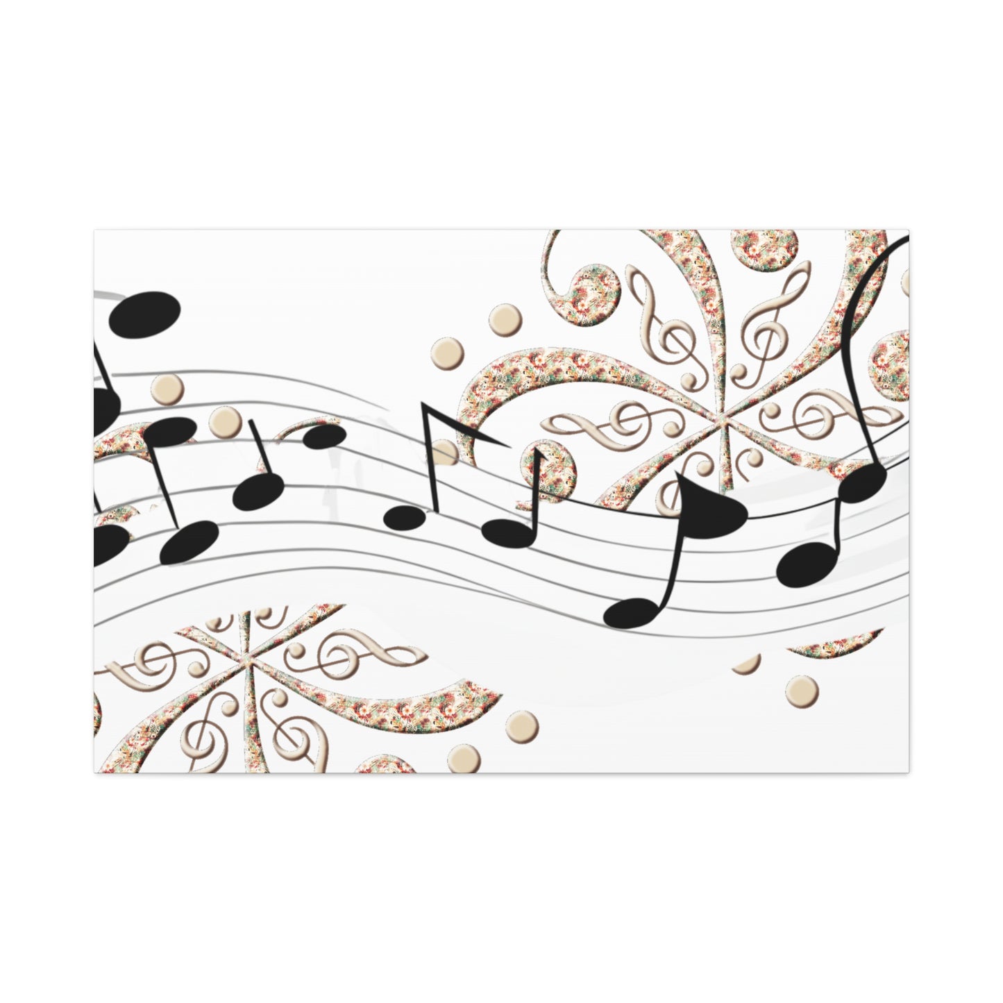 Musical Note Canvas Art, Floral Decor for Home, Music Lover Gift, Wall Art for Musicians, Unique Gift Idea