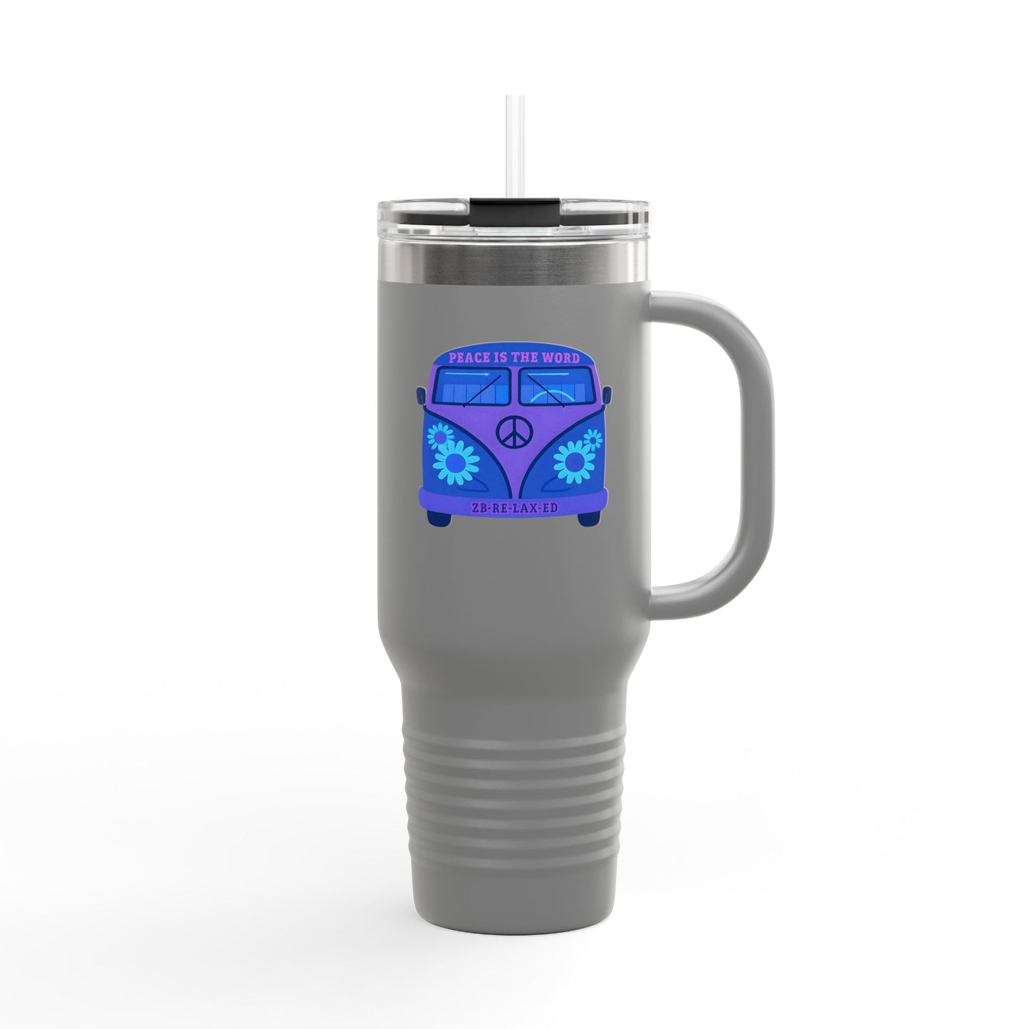 Peaceful Vibes Insulated Travel Mug | 40oz Cooler, Eco-Friendly Drinkware, Unique Gift for Travelers, Road Trip Essential, Custom Cup
