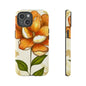 Floral Phone Case with Orange Flower Design, Tough Phone Cover, Floral Gift, Stylish Tech Accessory, Nature Lovers, Spring Vibes