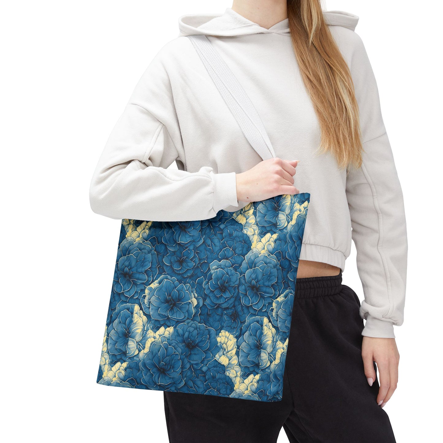 Floral Blue Peony Tote